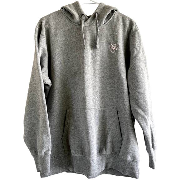 Ariat Embroidered Logo Hoodie Jacket Pullover Kangaroo Pocket Cotton Gray XL - Picture 1 of 6